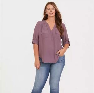 Torrid Harper Purple V-Neck Blouse Plus Size 3